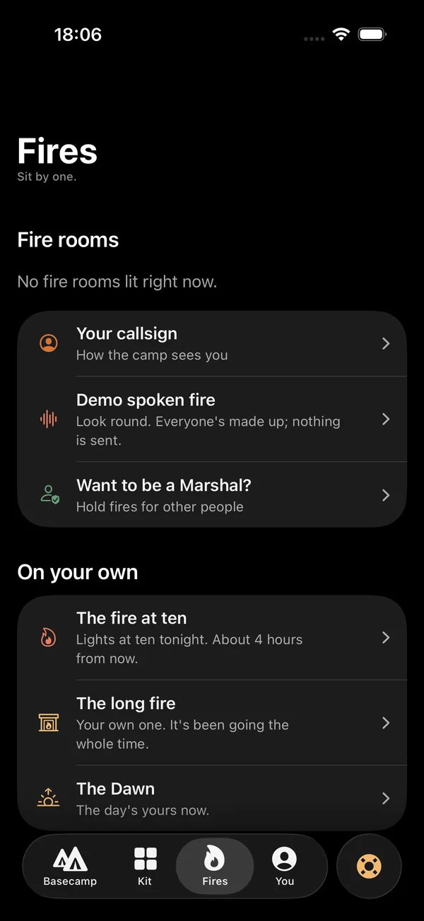 The Fires page: fires to sit by on your own